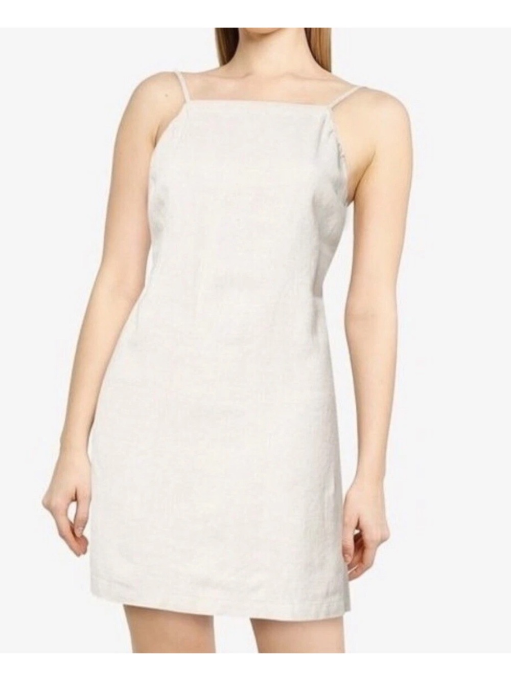 Abercrombie & Fitch Women’s Linen Blend Mini Square Neck Sleeveless Dress, ST